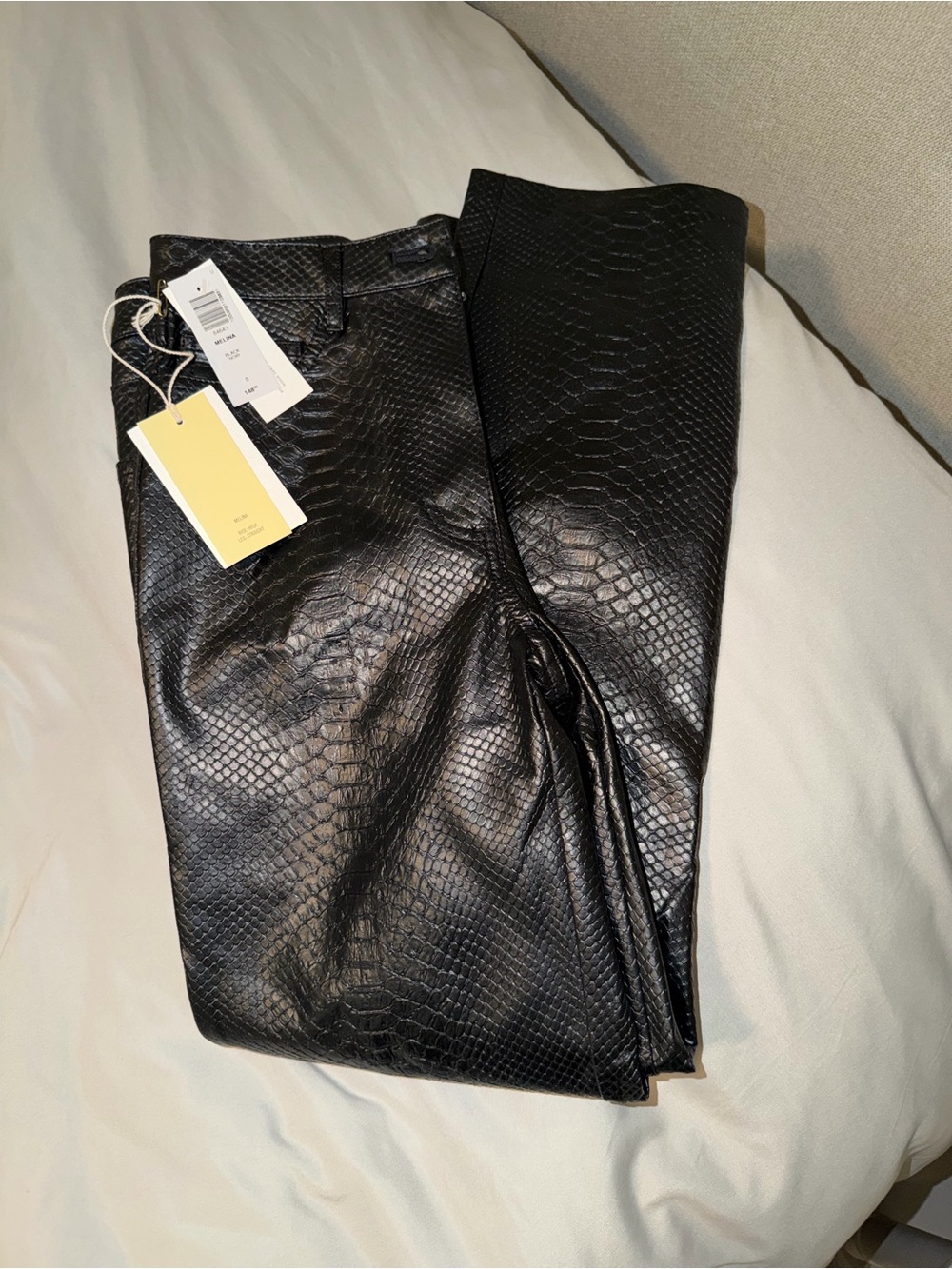 Aritzia Melina High Rise Straight in Black Snakeskin